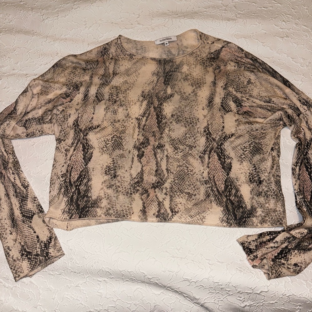 Cropped Snakeskin Sweater Olivaceous